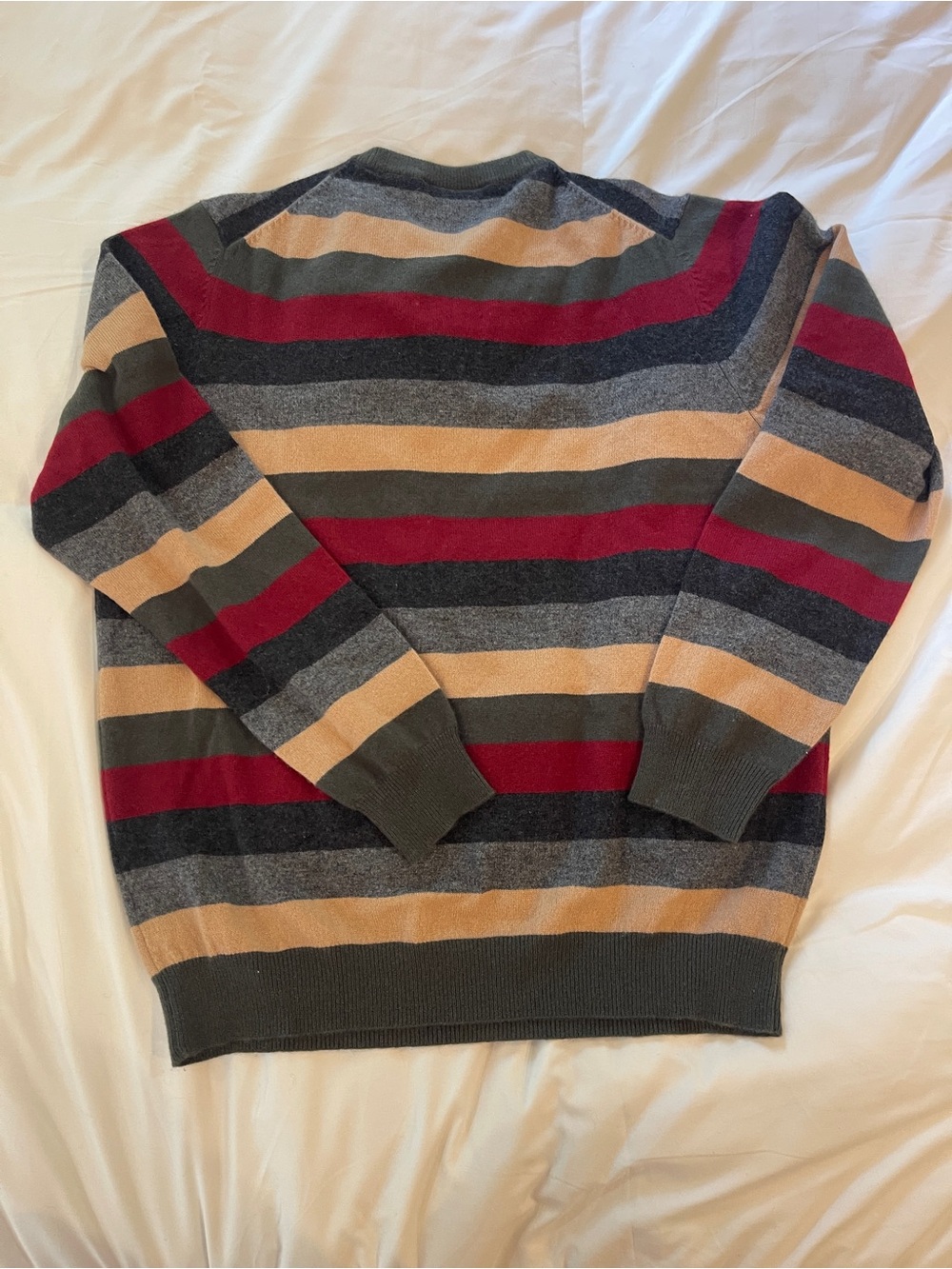 Alan Flusser Striped cashmere Crewneck Sweater in Gray, Tan & Red, green